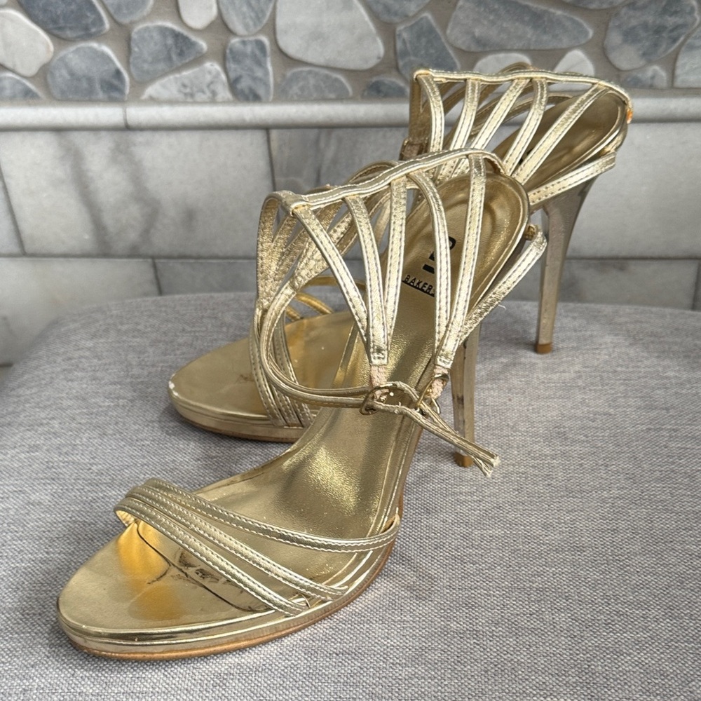 Bakers Gold Strappy Heels - Picture 6 of 10
